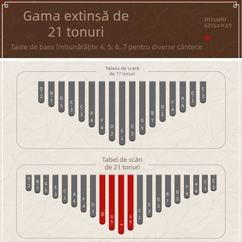 Kalimba Huashu – acrilic, 17 sunete, pentru copii