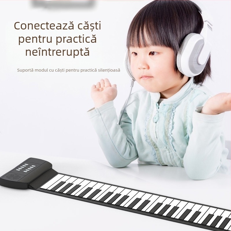 Pian PM49 — 49 taste din silicon, portabil, vertical pentru începători