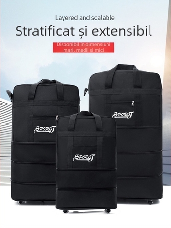 Geantă de călătorie cu roți - material Oxford, respirabilă, impermeabilă, izolată, rezistentă la uzură, extensibilă.