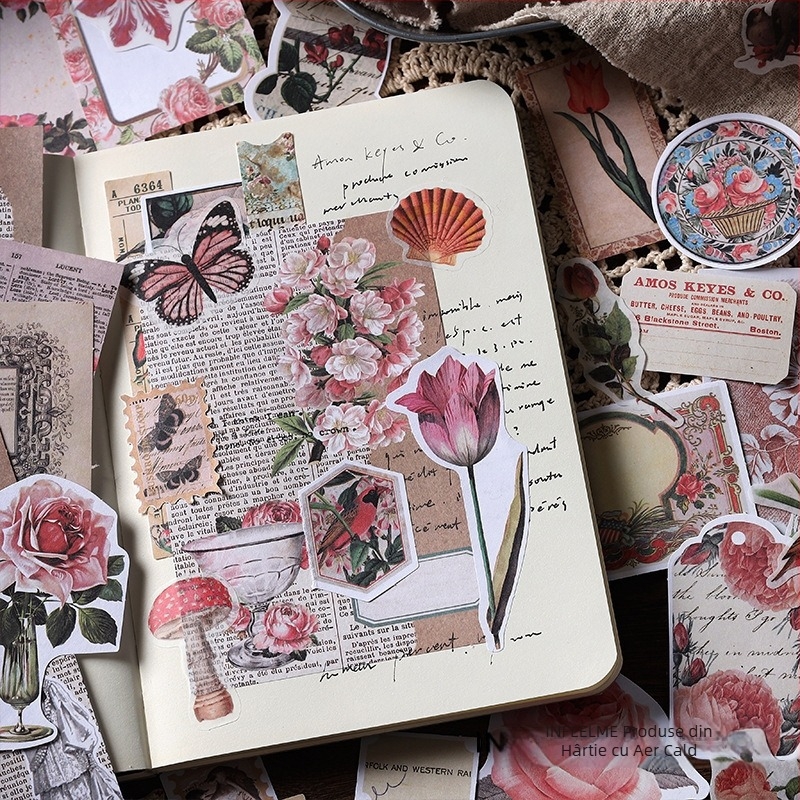 Hârtie de bază decorativă pentru jurnal DIY, motive florale, seria Infeel.me Flower and Wine, imprimare în stil japonez, 4 modele, potrivită pentru lipire