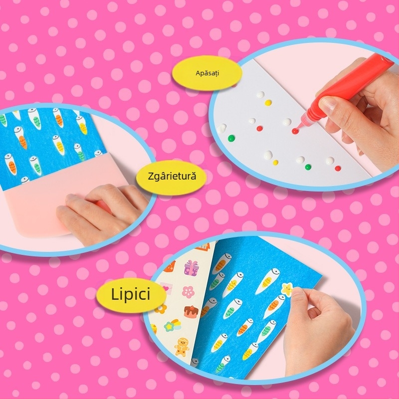 Answer Duck Kit DIY Scratch Art pentru copii – Artă pe hârtie, Include semn de carte și carte poștală, Vârsta 3-6 ani, Ambalaj: cutie de carton