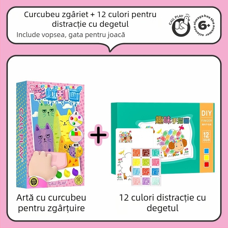 Answer Duck Kit DIY Scratch Art pentru copii – Artă pe hârtie, Include semn de carte și carte poștală, Vârsta 3-6 ani, Ambalaj: cutie de carton
