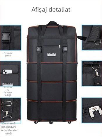 Feiyi Geantă de bagaje 56-75L cu material Oxford, impermeabilă, pliabilă, cu roți telescopice universale