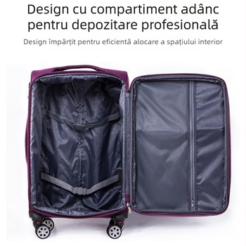 Valiză unisex din pânză Oxford, cu roți universale, deschidere cu fermoar, greutate 5,5 kg, încuietoare cu combinație standard