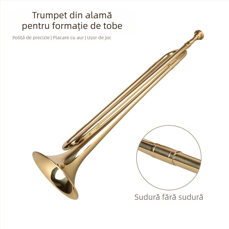 Trâmbiță în Bb, Haichuan Instrumente Muzicale, Finisaj Lacquer Gold, Model Lacquer Gold Youth No., Greutate aproximativ 260 g