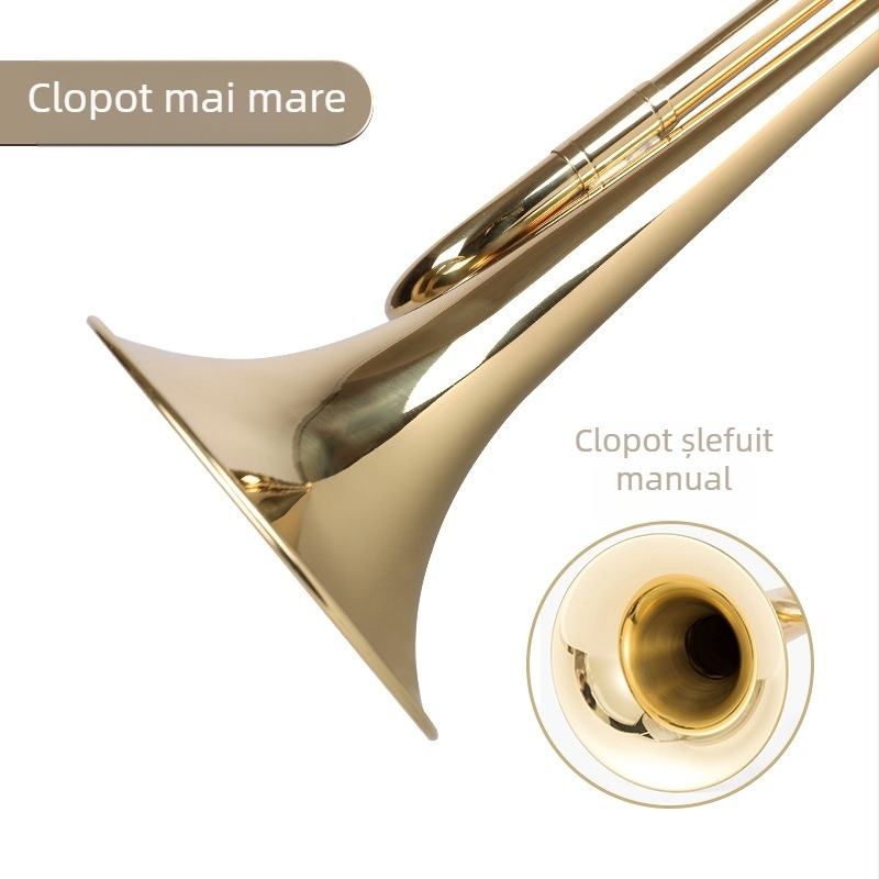 Trâmbiță în Bb, Haichuan Instrumente Muzicale, Finisaj Lacquer Gold, Model Lacquer Gold Youth No., Greutate aproximativ 260 g