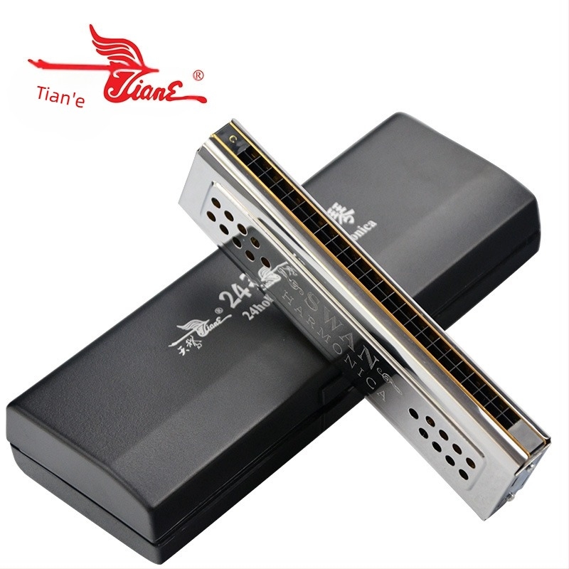 Harmonica Swan SW24-12C, 24 de găuri, Fujin armonică polifonică dublă, capac cromat din cupru, găuri de sunet din rășină