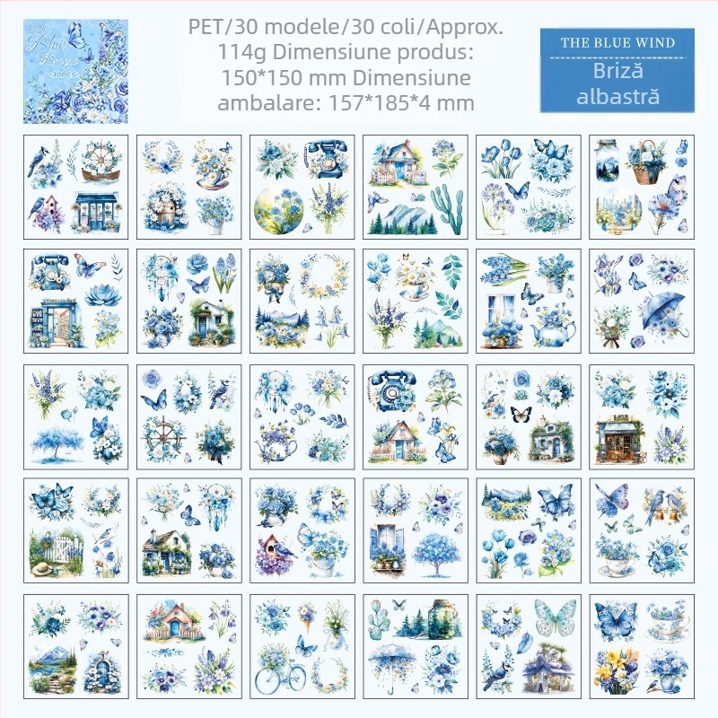 Yuezhen Album de stickere pentru planificare - Autoadhesiv, Stil Retro Wind, Tipărire