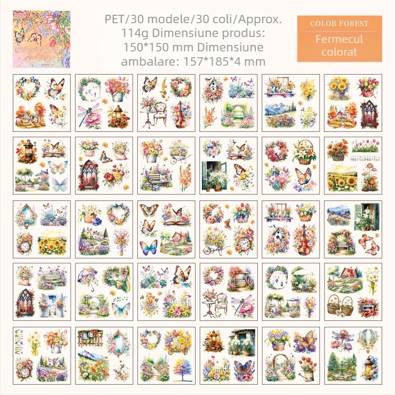 Yuezhen Album de stickere pentru planificare - Autoadhesiv, Stil Retro Wind, Tipărire
