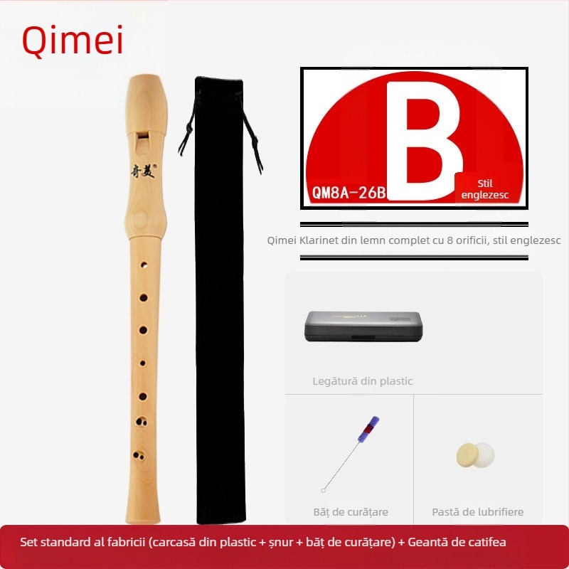 Qimei clarinet din lemn, cu opt găuri, sistem german, stil Baroc