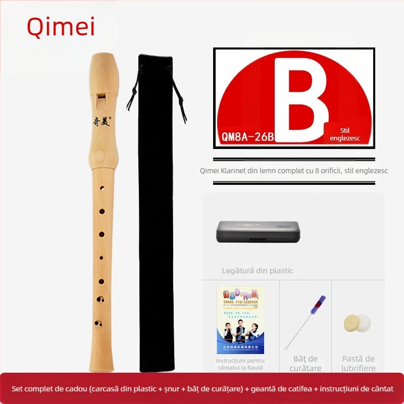 Qimei clarinet din lemn, cu opt găuri, sistem german, stil Baroc