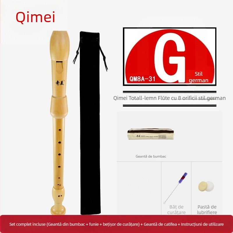 Qimei clarinet din lemn, cu opt găuri, sistem german, stil Baroc
