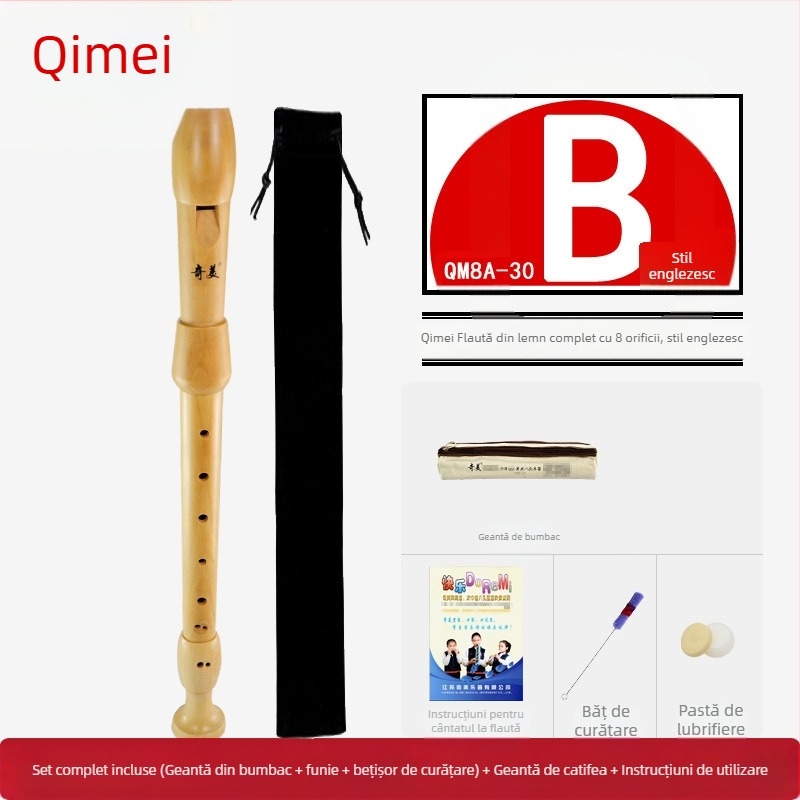 Qimei clarinet din lemn, cu opt găuri, sistem german, stil Baroc