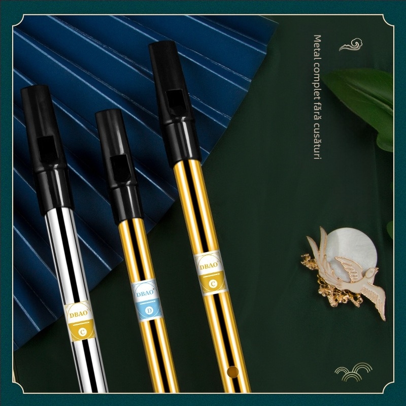 fluier irlandez cu șase orificii, corp din aliaj cupru-rezină-aluminiu, chei C și D