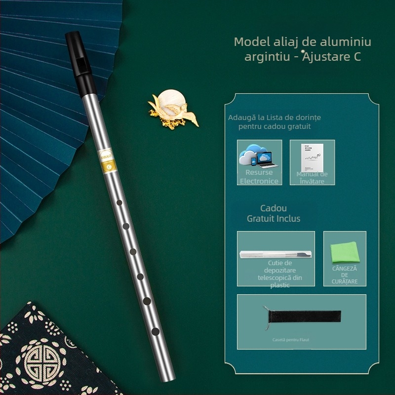 fluier irlandez cu șase orificii, corp din aliaj cupru-rezină-aluminiu, chei C și D