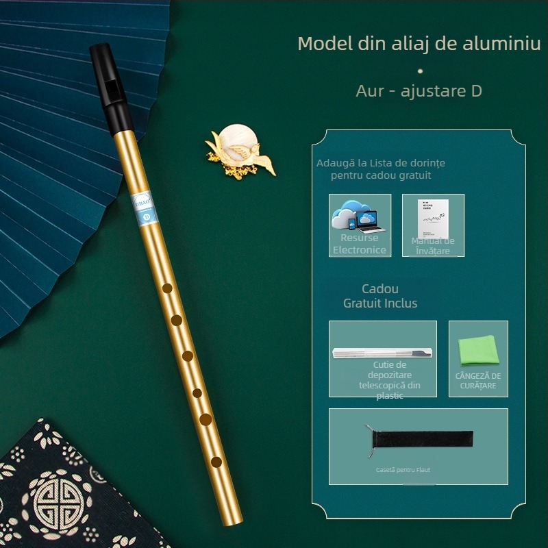 fluier irlandez cu șase orificii, corp din aliaj cupru-rezină-aluminiu, chei C și D