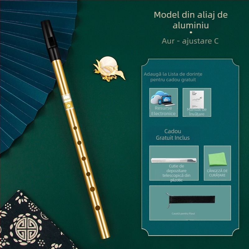 fluier irlandez cu șase orificii, corp din aliaj cupru-rezină-aluminiu, chei C și D