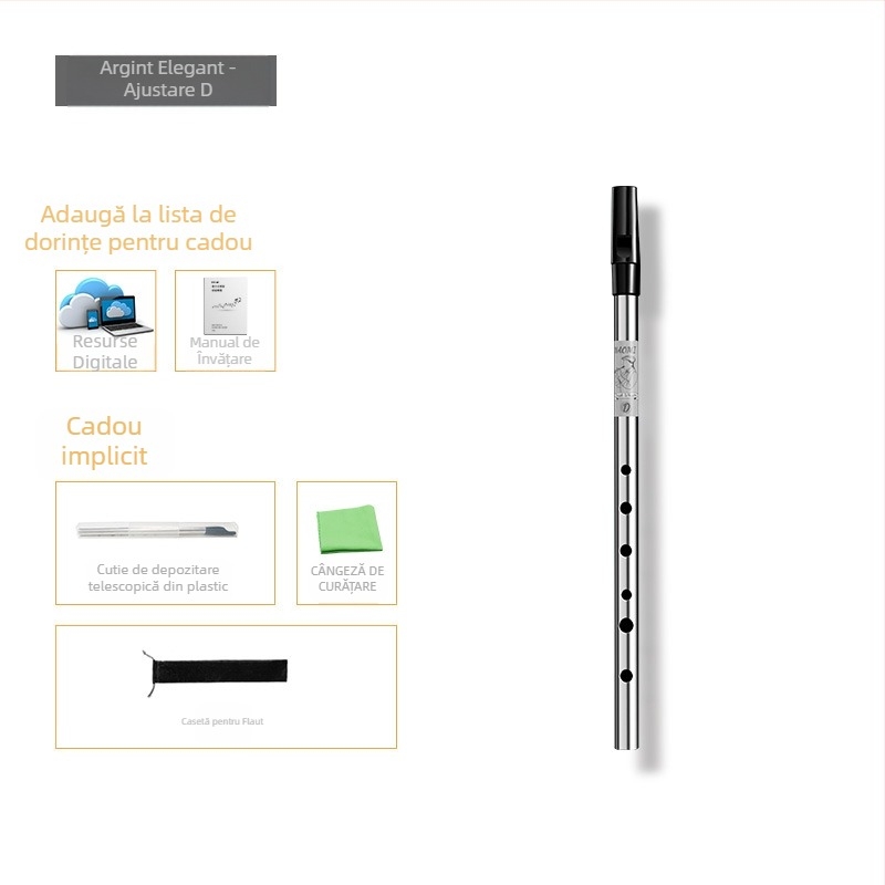 fluier irlandez cu șase orificii, corp din aliaj cupru-rezină-aluminiu, chei C și D