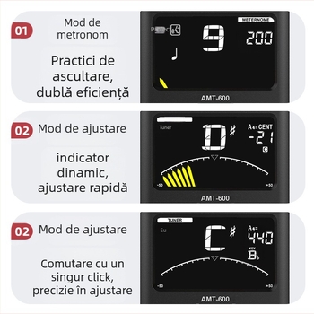 Arnoma AMT-600 Metronom și tuner pentru instrumente de suflat, vioară și violoncel – 3 în 1