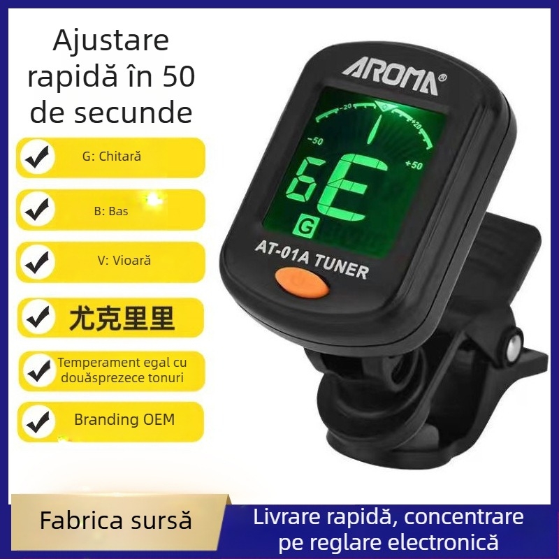 Tuner pentru instrumente muzicale – AT-01A, Anoma, pentru chitară folk, vioară, guzheng, pipa, erhu