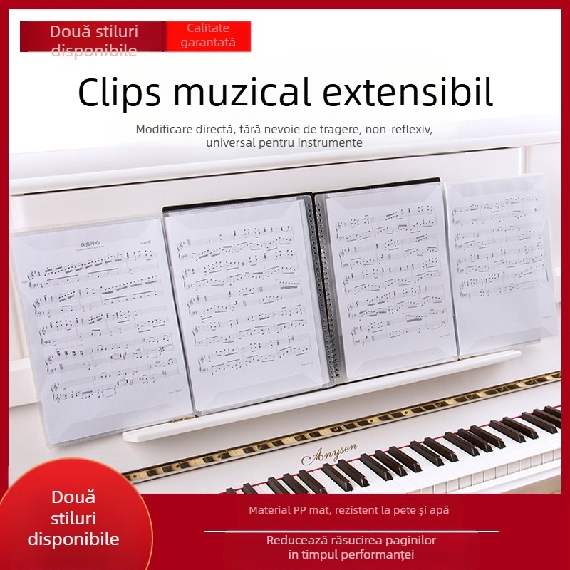 Dosar pentru partituri de pian cu design decupat, reglabil, anti-reflectiv, material PP, model FB-02