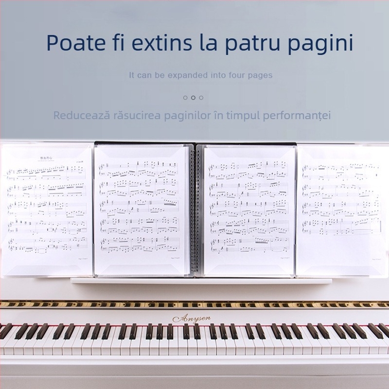 Dosar pentru partituri de pian cu design decupat, reglabil, anti-reflectiv, material PP, model FB-02