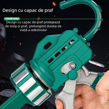 XTUOSEN Pistool de adeziv structural pentru rosturi la uși și ferestre – design semi-cilindric, mâner din cauciuc întărit, 0,81 kg