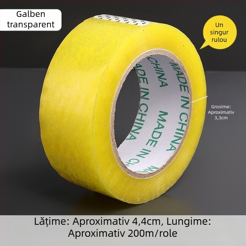 Bandă de sigilare Yixin - transparentă, cu vâscozitate înaltă, bandă de ambalare lată; Lungime 2000 cm, Lățime 4.38 cm, Grosime 3 cm