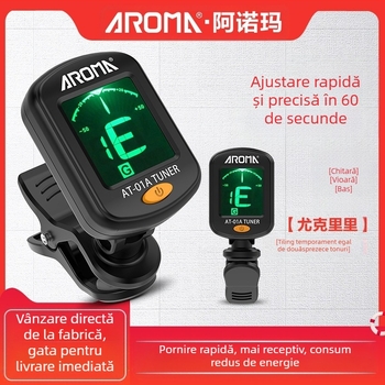 Arnoma AT-01A Tuner electronic universal cu metronom pentru chitară, ukulele și vioară, ton variabil