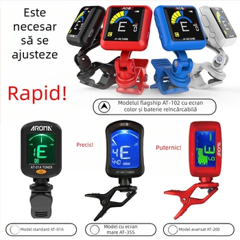 Arnoma AT-01A Tuner electronic universal cu metronom pentru chitară, ukulele și vioară, ton variabil