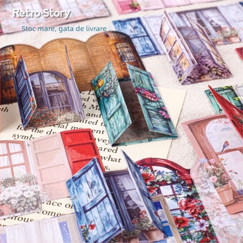 RetroStory autocolant 3D pentru planner — material PET, stil desen animat, lucrat manual cu imprimare UV
