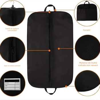 Husă de praf pentru haine atârnate, din material nețesut, pliabilă, protecție împotriva prafului și a umezelii, pentru depozitare acasă și în călătorii