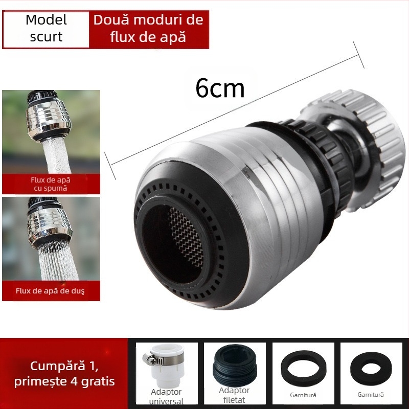 Cap de robinet anti-stropire cu rotire la 360° și extensie lungă — ABS, control cu o singură manetă, instalare ușoară