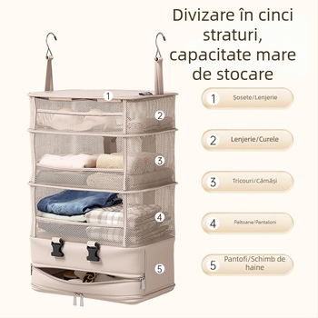 Geantă de depozitare atârnabilă, stil geantă de mână, poliester, model G10, multifuncțională, pentru călătorii, dormitor și living.