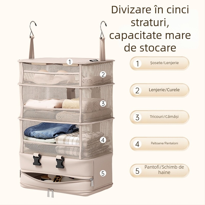 Geantă de depozitare atârnabilă, stil geantă de mână, poliester, model G10, multifuncțională, pentru călătorii, dormitor și living.