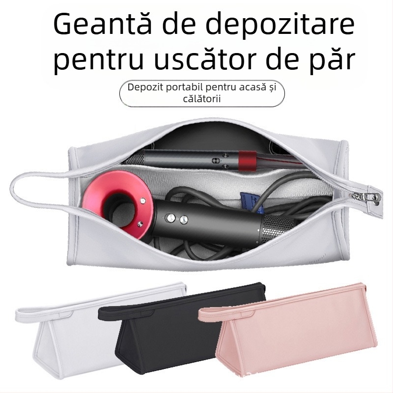 Sac de depozitare pentru uscător de păr - Compatibil Dyson, Material PU, Stil geantă de mână, Multifuncțional, pentru călătorii