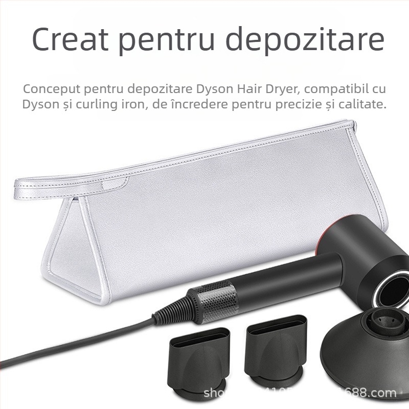 Sac de depozitare pentru uscător de păr - Compatibil Dyson, Material PU, Stil geantă de mână, Multifuncțional, pentru călătorii