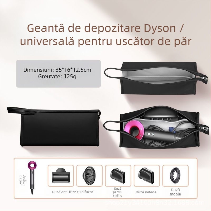 Sac de depozitare pentru uscător de păr - Compatibil Dyson, Material PU, Stil geantă de mână, Multifuncțional, pentru călătorii