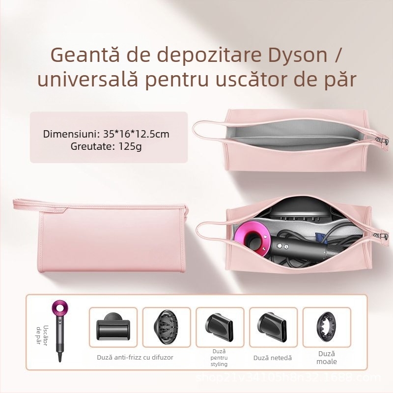 Sac de depozitare pentru uscător de păr - Compatibil Dyson, Material PU, Stil geantă de mână, Multifuncțional, pentru călătorii