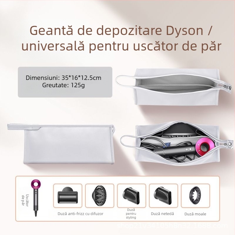 Sac de depozitare pentru uscător de păr - Compatibil Dyson, Material PU, Stil geantă de mână, Multifuncțional, pentru călătorii