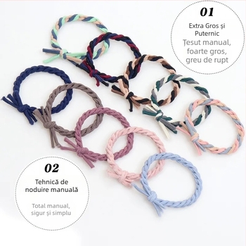 Accesoriu pentru păr - Nod de păr împletit, materiale mixte, lucrat manual, stil natural