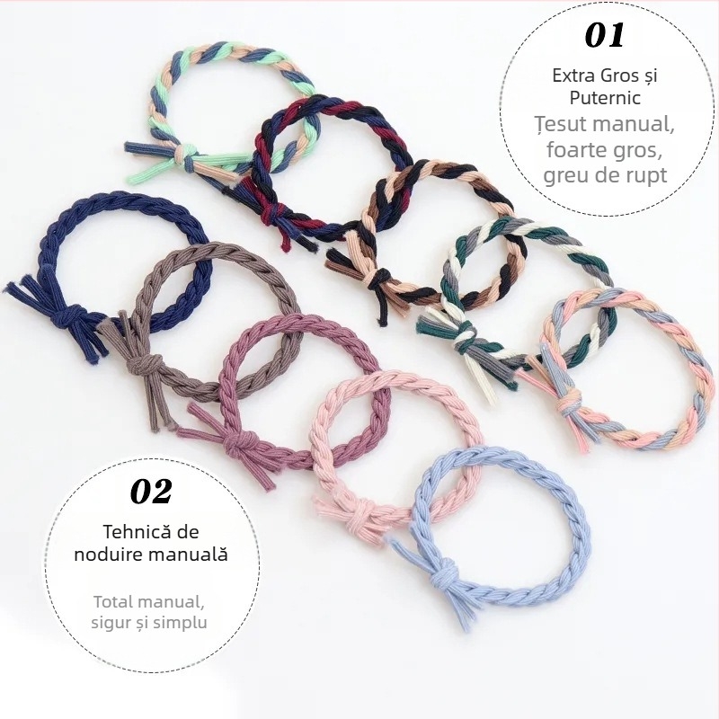 Accesoriu pentru păr - Nod de păr împletit, materiale mixte, lucrat manual, stil natural