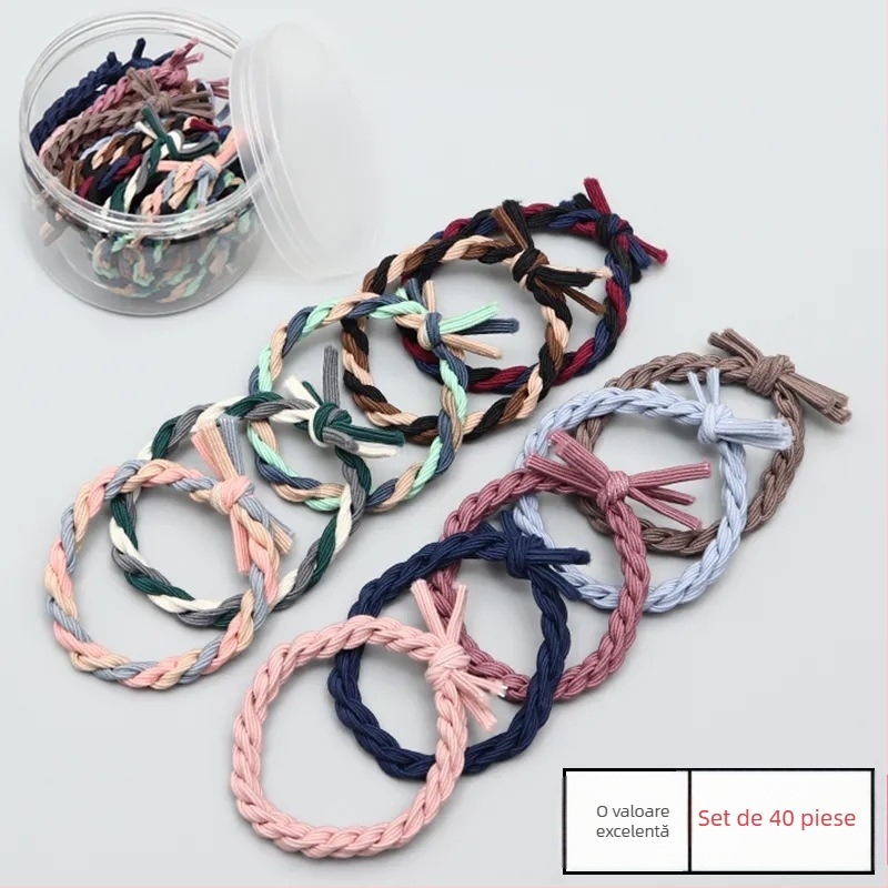 Accesoriu pentru păr - Nod de păr împletit, materiale mixte, lucrat manual, stil natural