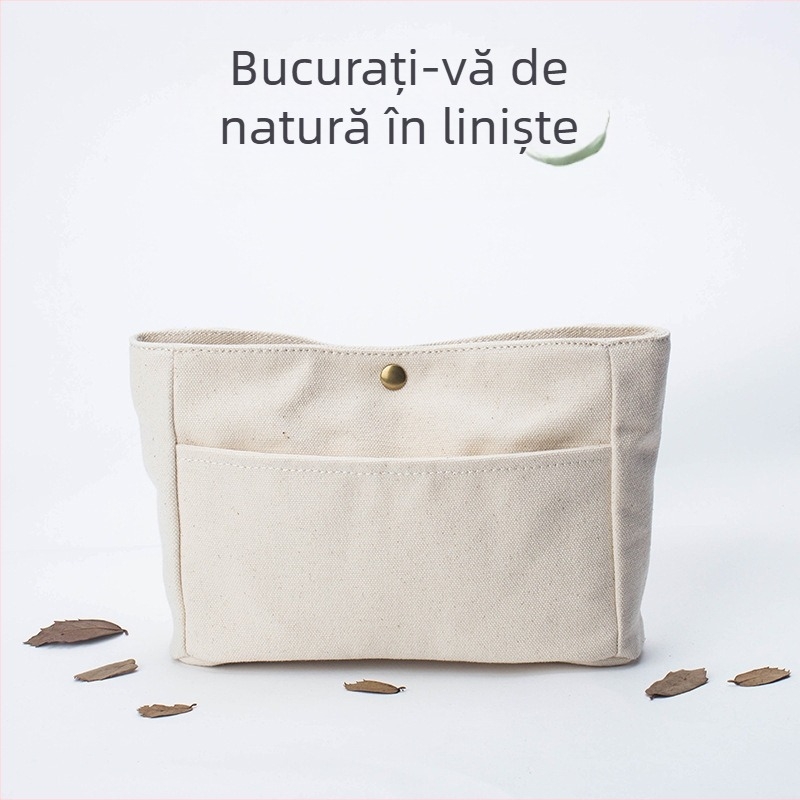 Gențiță cosmetică din pânză de bumbac pură, cu husă interioară — formă orizontală pătrată, minimalist urban, geantă de depozitare pentru femei