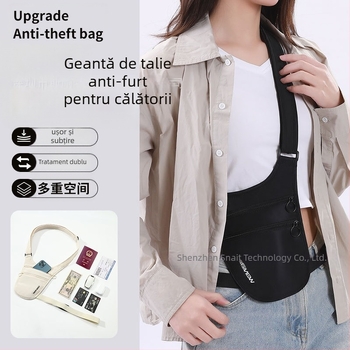 Weilao Geantă de talie pentru călătorii anti-furt, cu compartiment pentru pașaport, ultra-ușoară, poliester, extensibilă, unisex, pentru ciclism