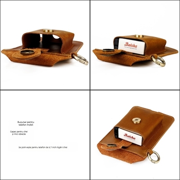 Geantă de talie din piele pentru bărbați, Model 6103, Piele de bovine primă clasă, Rezistentă la uzură, Culoare solidă, Curea de talie