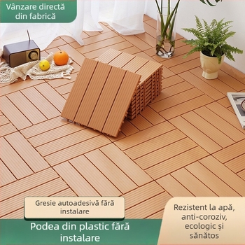 Podea din plastic auto-asamblată, textură lemn, stil modern minimalist, antiseptic, pentru coridor