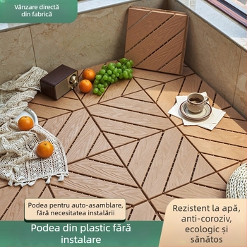 Podea din plastic auto-asamblată, textură lemn, stil modern minimalist, antiseptic, pentru coridor