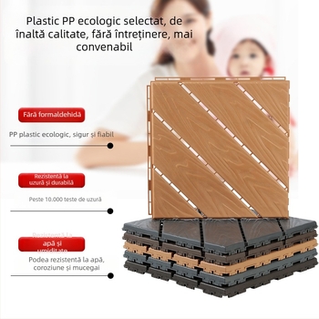 Podea din plastic auto-asamblată, textură lemn, stil modern minimalist, antiseptic, pentru coridor