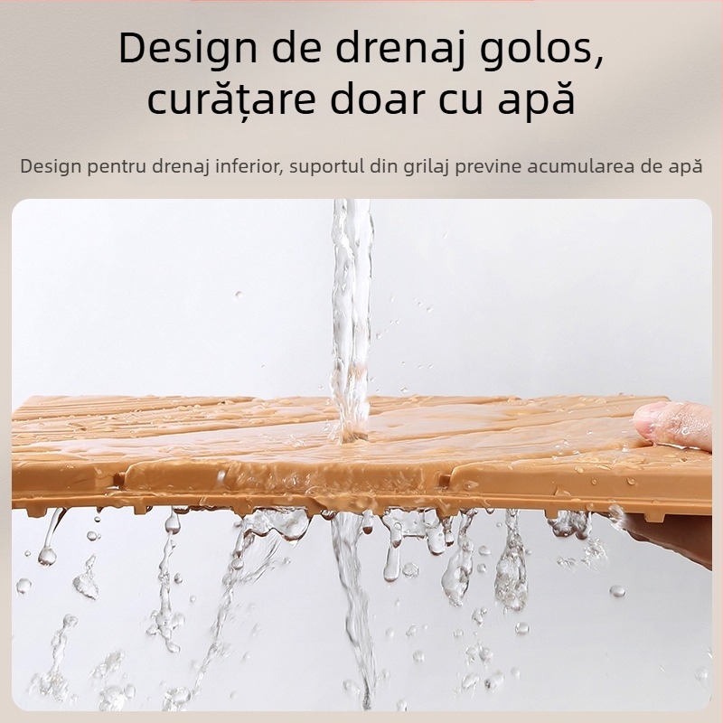 Podea din plastic auto-asamblată, textură lemn, stil modern minimalist, antiseptic, pentru coridor